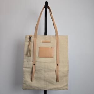 Sherpani Hadley Canvas Leather Tote Bag Travel Neutral Cream Commuter New